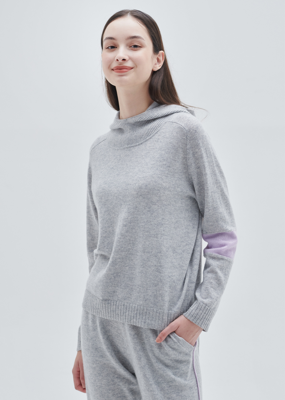 High neck hoody pullover(light grey)