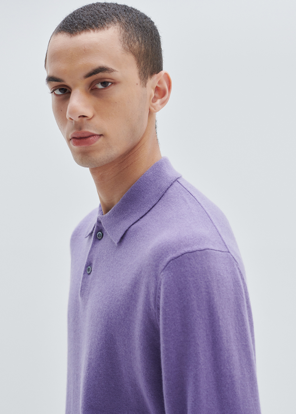 A logo collar shirt men pullover (violet) 20%