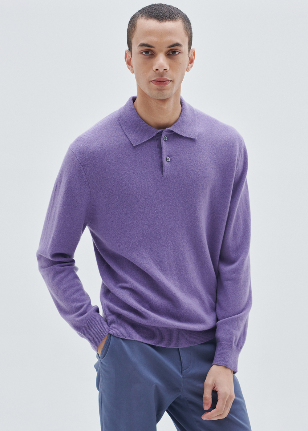 A logo collar shirt men pullover (violet) 20%