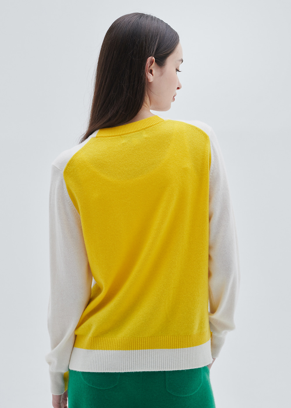 Bullky color block pullover(ivory)
